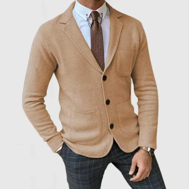 Herrar stickad blazer med modern passform och praktiska fickor Eva Jonsson-Eva Jonsson