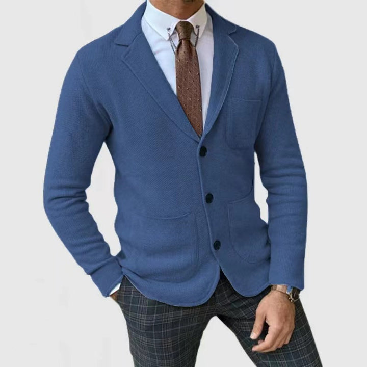 Herrar stickad blazer med modern passform och praktiska fickor Eva Jonsson-Eva Jonsson