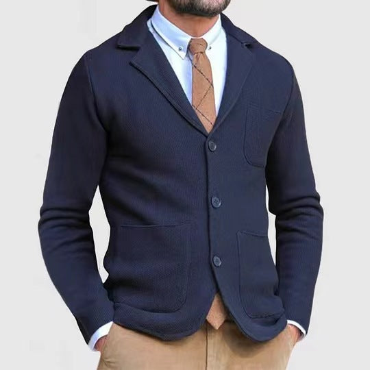 Herrar stickad blazer med modern passform och praktiska fickor Eva Jonsson-Eva Jonsson