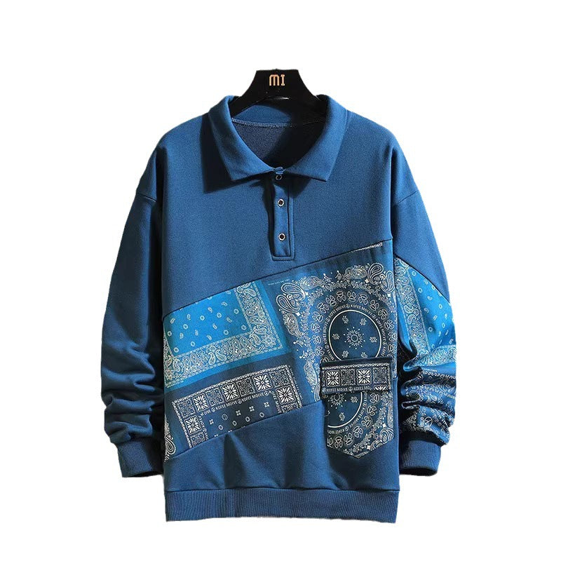 Herrar stilfull polo-tröja med paisley-design och klassisk krage Mirla-Eva Jonsson