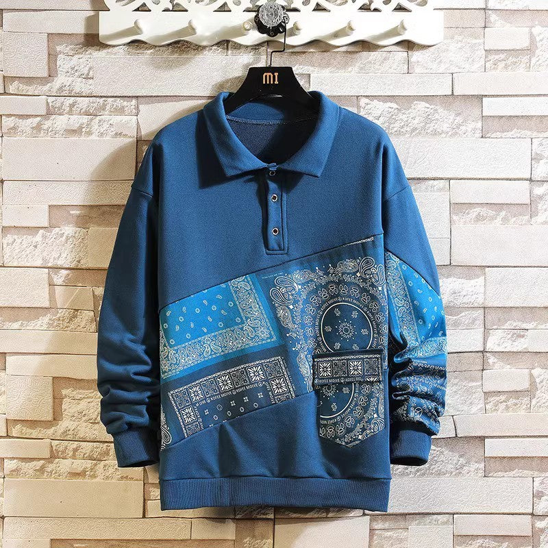 Herrar stilfull polo-tröja med paisley-design och klassisk krage Mirla-Eva Jonsson