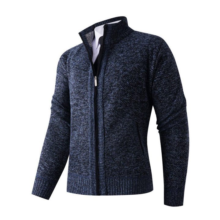 Herrar stilig cardigan med hög krage och praktiska fickor Mirla-Eva Jonsson