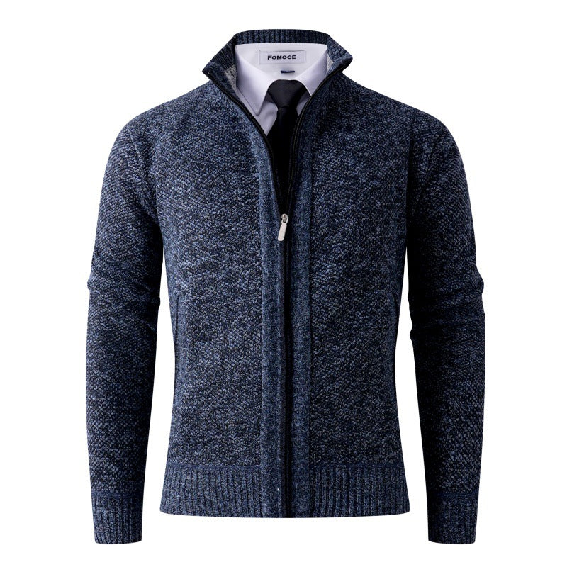Herrar stilig cardigan med hög krage och praktiska fickor Mirla-Eva Jonsson