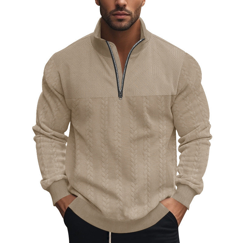 Herrar stilig fleece-pullover med hög krage och grovt stickat mönster Mirla-Eva Jonsson