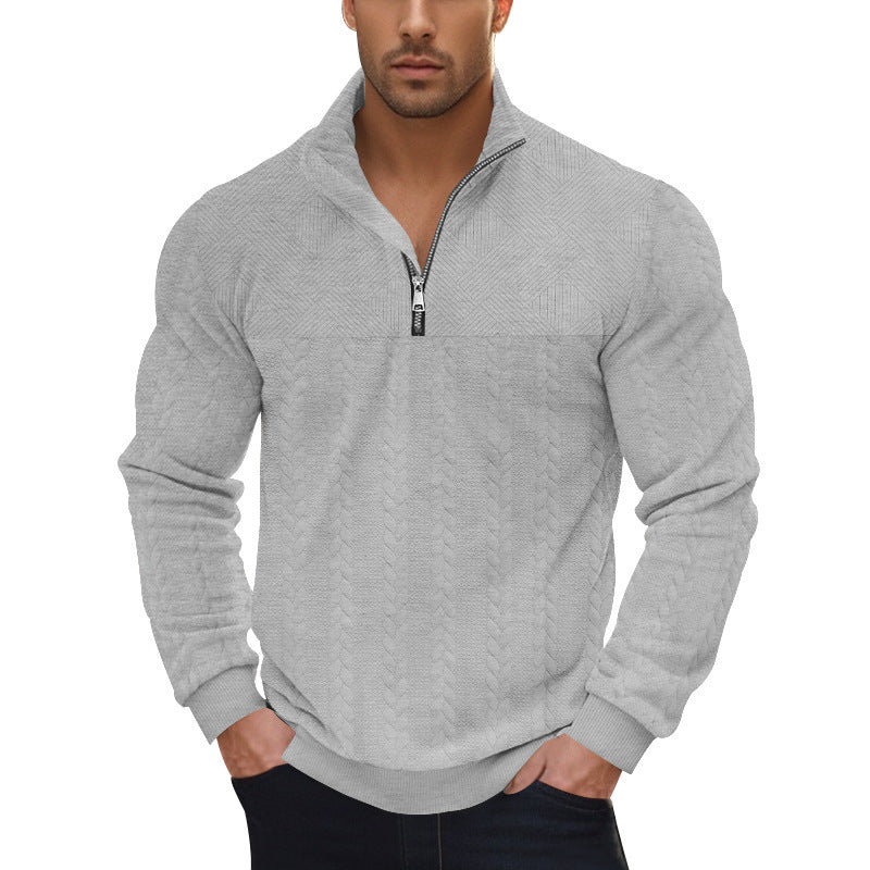 Herrar stilig fleece-pullover med hög krage och grovt stickat mönster Mirla-Eva Jonsson