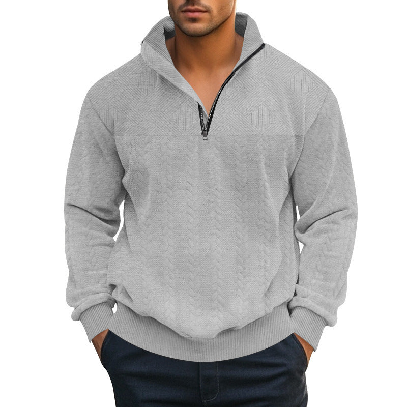 Herrar stilig fleece-pullover med hög krage och grovt stickat mönster Mirla-Eva Jonsson
