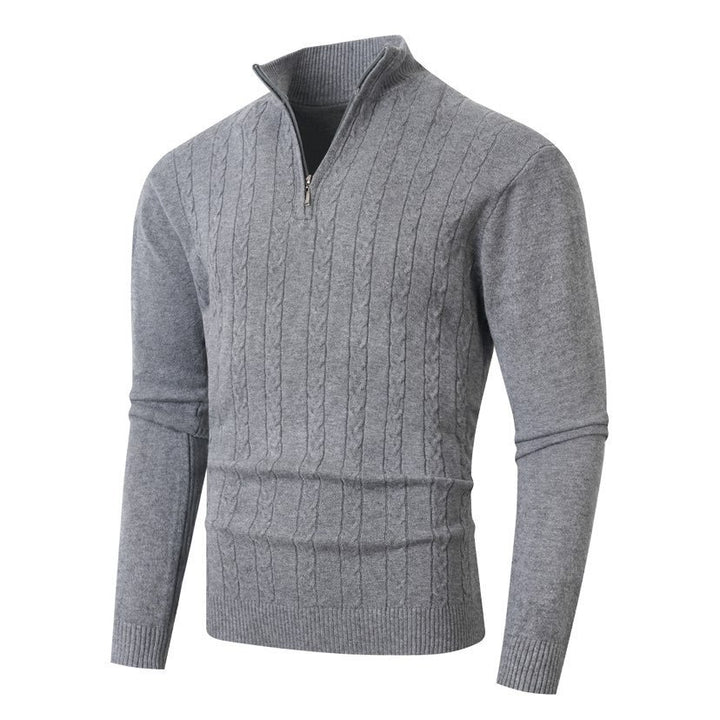 Herrar stilig stickad tröja med hög krage och hel dragkedja Eva Jonsson-Eva Jonsson