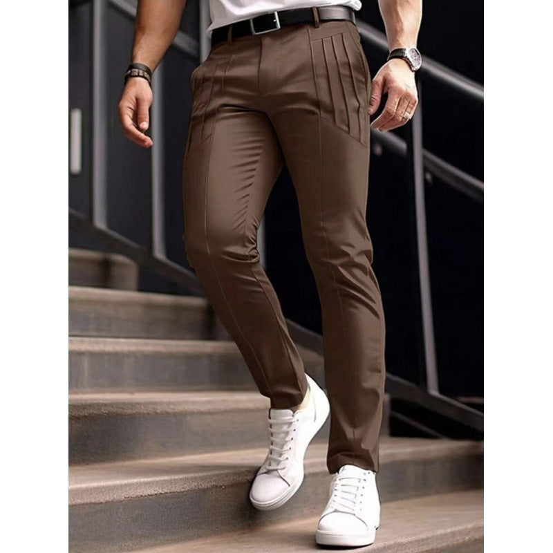 Herrar stiliga Slim-Fit kostymbyxor med plisserad design Mirla-Eva Jonsson