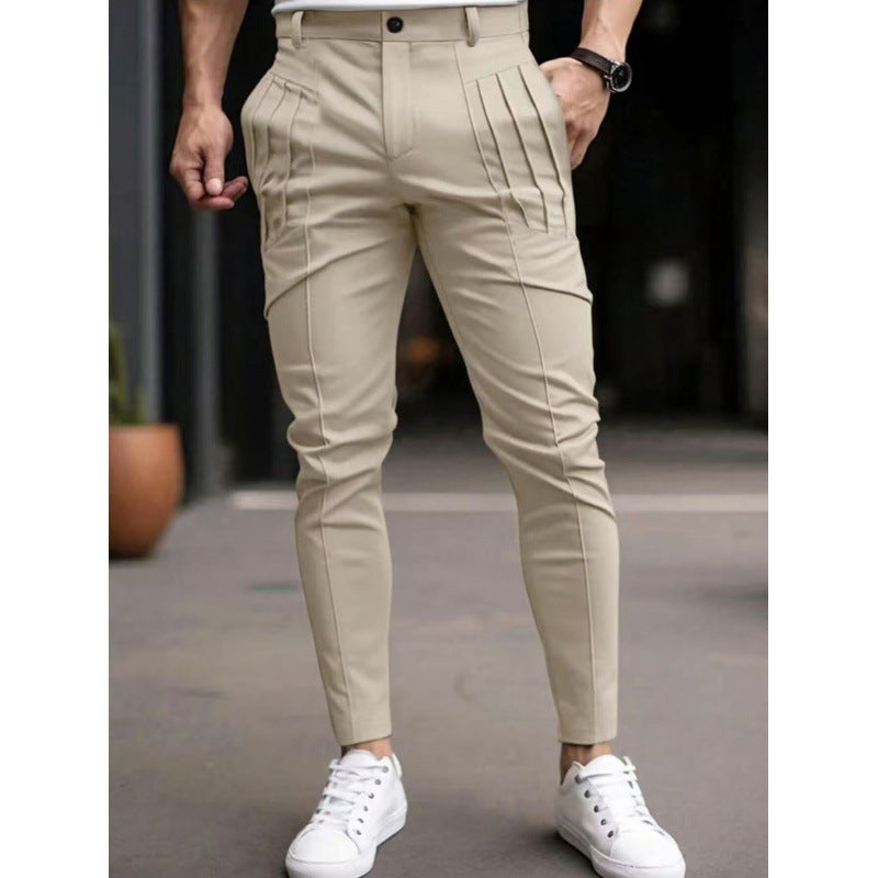 Herrar stiliga Slim-Fit kostymbyxor med plisserad design Mirla-Eva Jonsson
