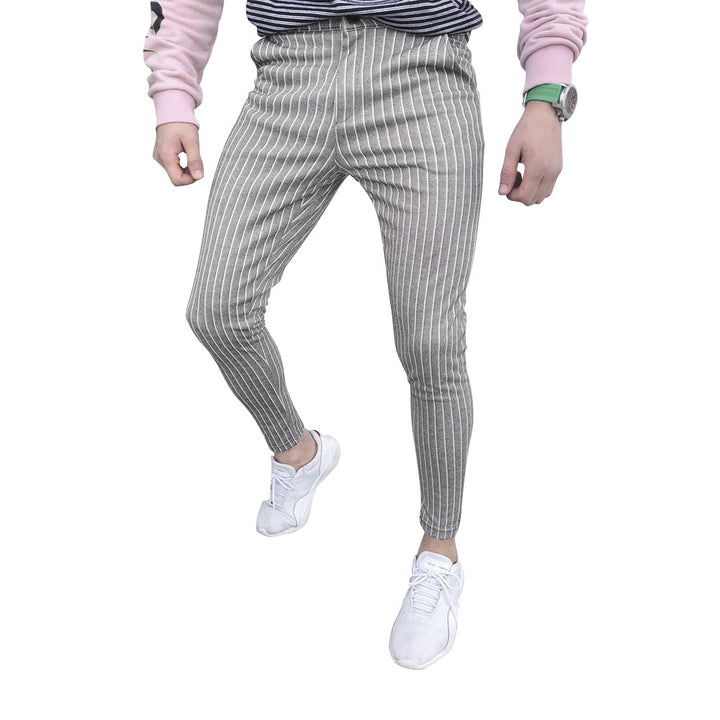 Herrar stiliga och bekväma Slim-Fit byxor med randigt mönster Mirla-Eva Jonsson