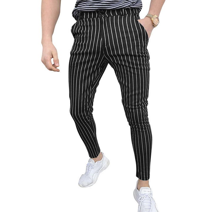 Herrar stiliga och bekväma Slim-Fit byxor med randigt mönster Mirla-Eva Jonsson