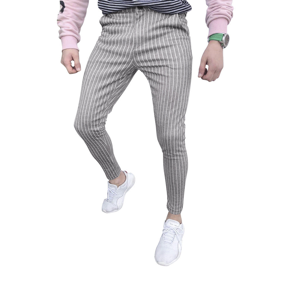 Herrar stiliga och bekväma Slim-Fit byxor med randigt mönster Mirla-Eva Jonsson