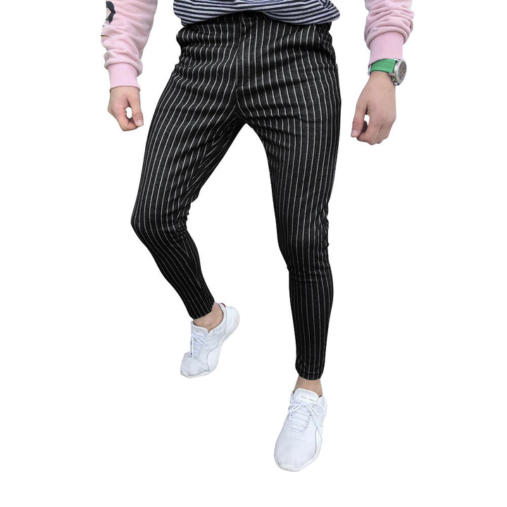Herrar stiliga och bekväma Slim-Fit byxor med randigt mönster Mirla-Eva Jonsson
