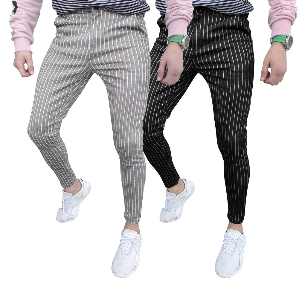 Herrar stiliga och bekväma Slim-Fit byxor med randigt mönster Mirla-Eva Jonsson