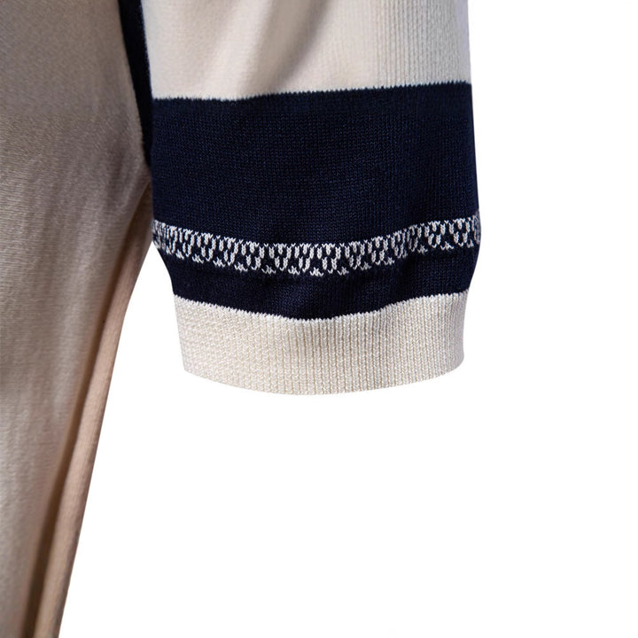 Herrar stiligt Poloshirt med moderna färgband Mirla-Eva Jonsson