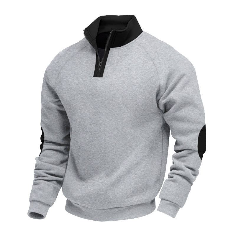 Herrar stilren sweatshirt med halvlång dragkedja och kontrasterande armbågsfickor Mirla-Eva Jonsson