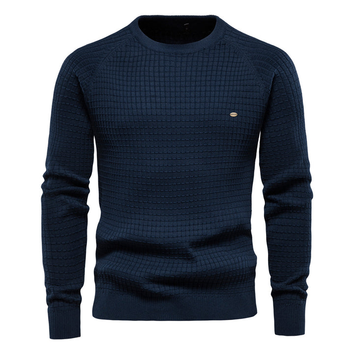 Herrar strukturerad rundhals sweatshirt med modern design Mirla-Eva Jonsson