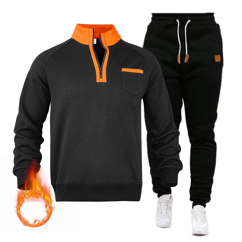 Herrar sweatshirt och joggingsbyxor set med modern ståkrage och praktisk bröstficka Eva Jonsson-Eva Jonsson