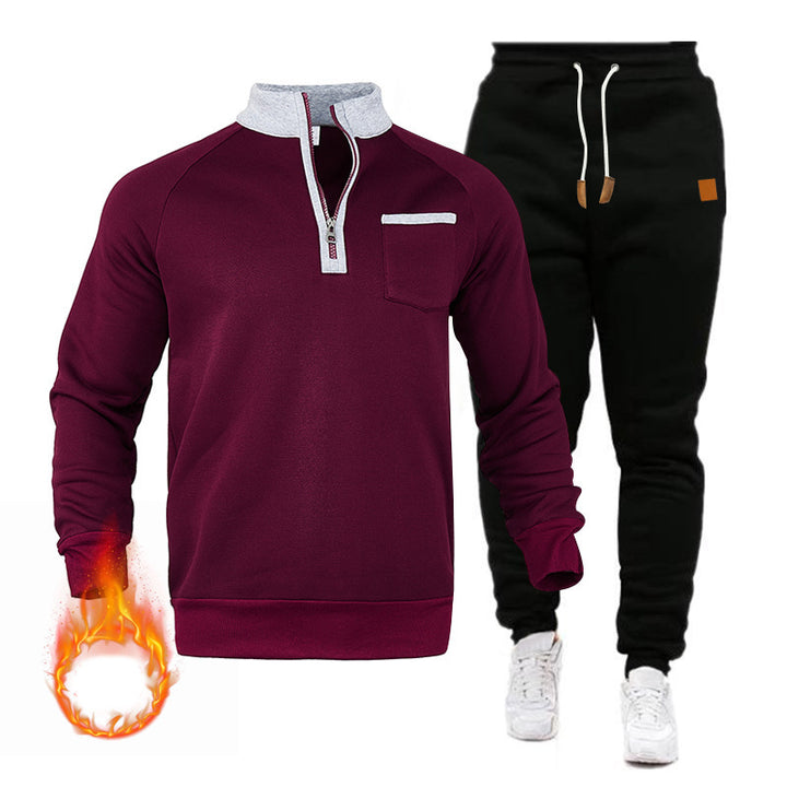 Herrar sweatshirt och joggingsbyxor set med modern ståkrage och praktisk bröstficka Eva Jonsson-Eva Jonsson