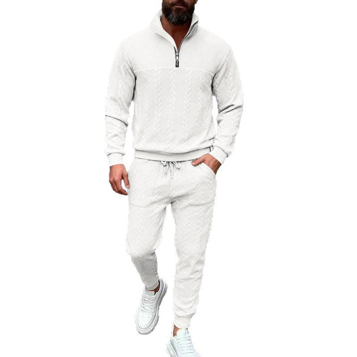 Herrarna casual stickad joggingdräkt med hög krage och dragkedja Eva Jonsson-Eva Jonsson