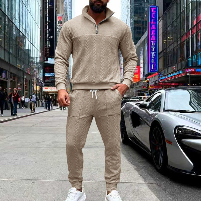 Herrarna casual stickad joggingdräkt med hög krage och dragkedja Eva Jonsson-Eva Jonsson