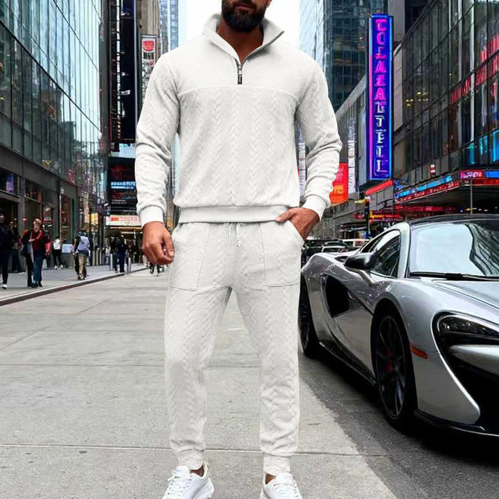 Herrarna casual stickad joggingdräkt med hög krage och dragkedja Eva Jonsson-Eva Jonsson