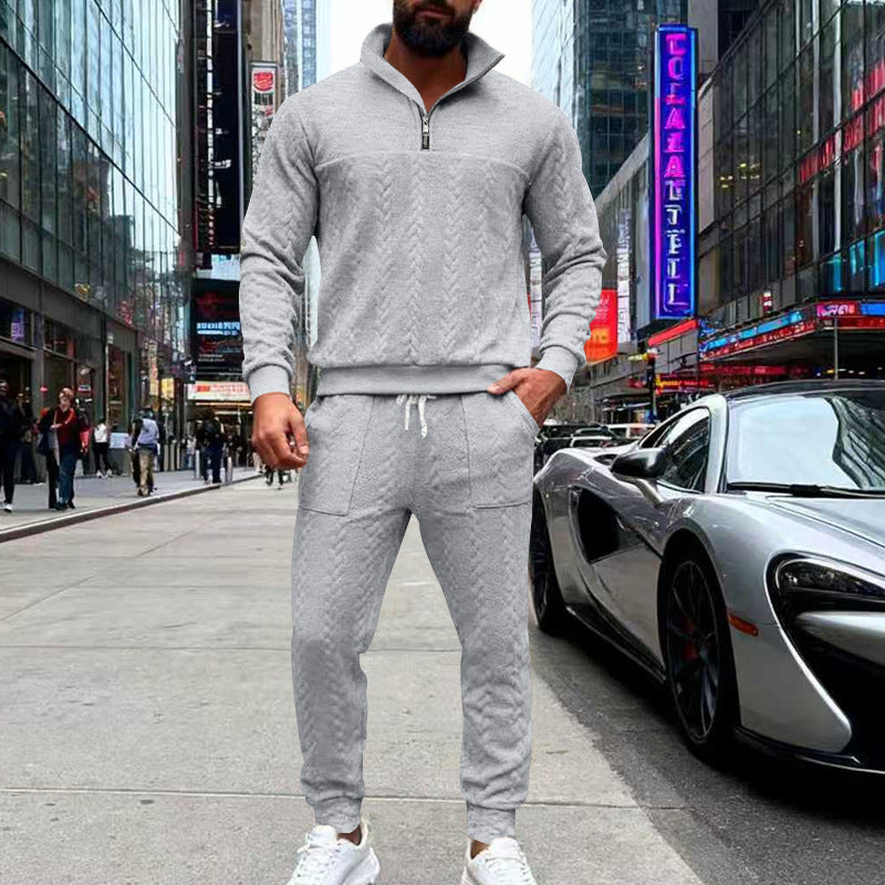 Herrarna casual stickad joggingdräkt med hög krage och dragkedja Eva Jonsson-Eva Jonsson