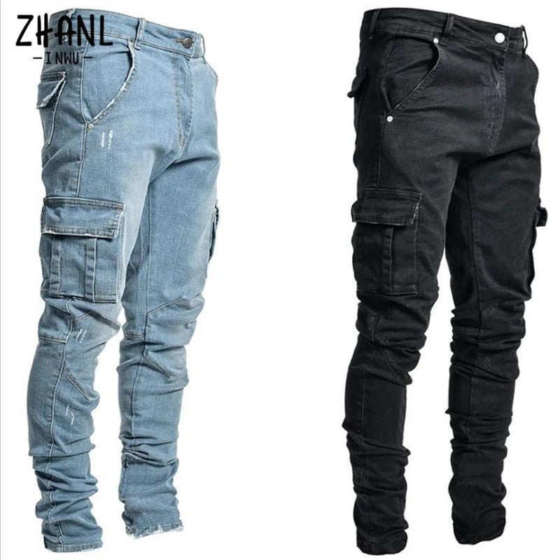 Herrarnas Cargo-jeans med multifunktionella fickor och modern Slim-Fit skärning Mirla-Eva Jonsson