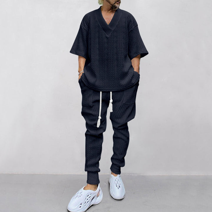 Herrarnas Lässiga Stickad Joggingbyxor med Innovativ Design Mirla-Eva Jonsson