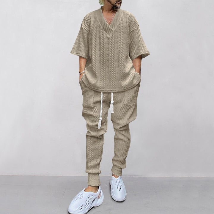 Herrarnas Lässiga Stickad Joggingbyxor med Innovativ Design Mirla-Eva Jonsson