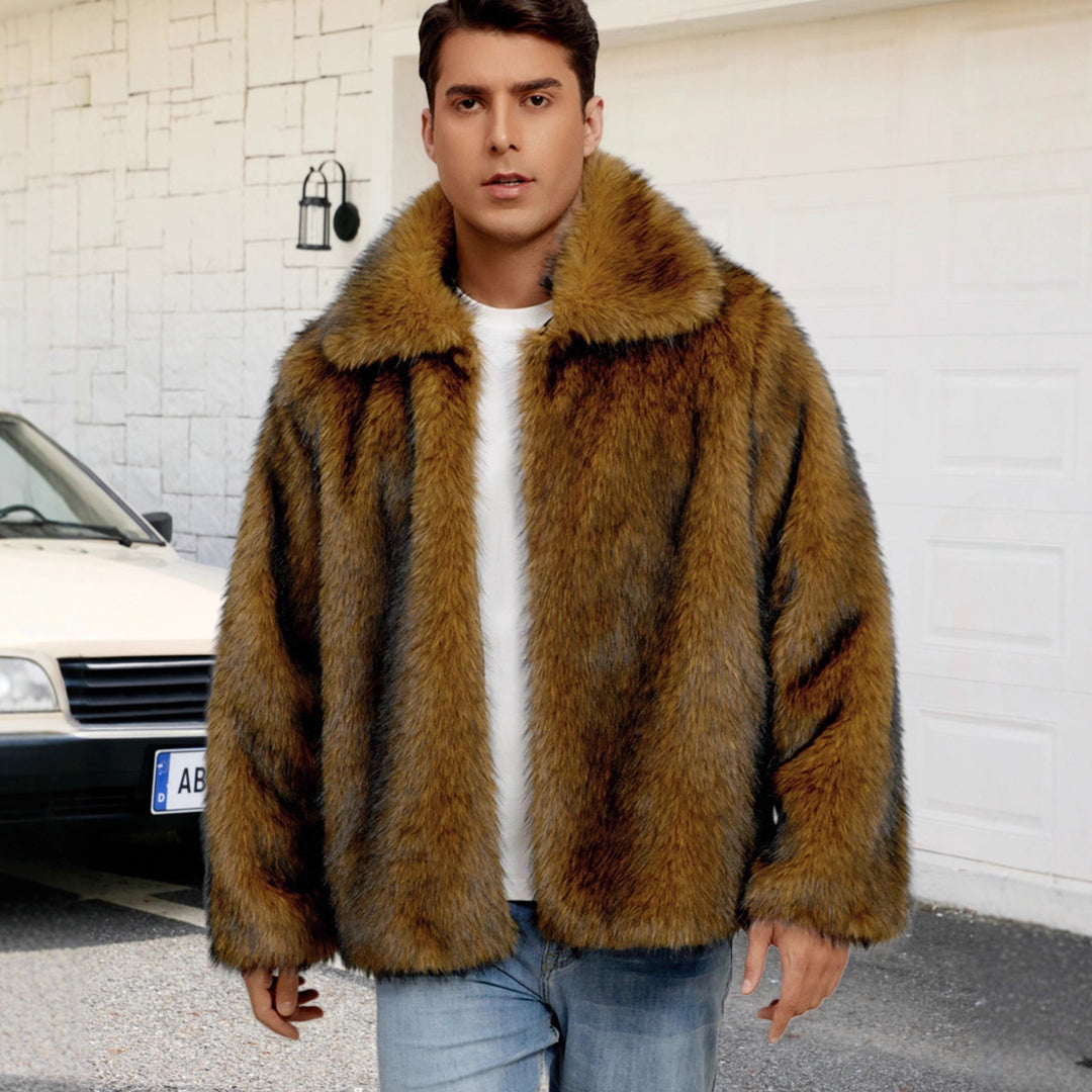 Herrarnas Lyxiga Konstpälsjacka med Bred Krage Eva Jonsson-Eva Jonsson