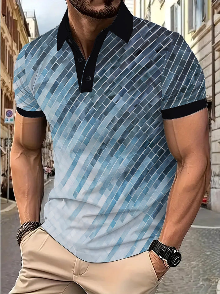 Herrarnas Poloshirt med Dynamisk Grafikdesign Mirla-Eva Jonsson