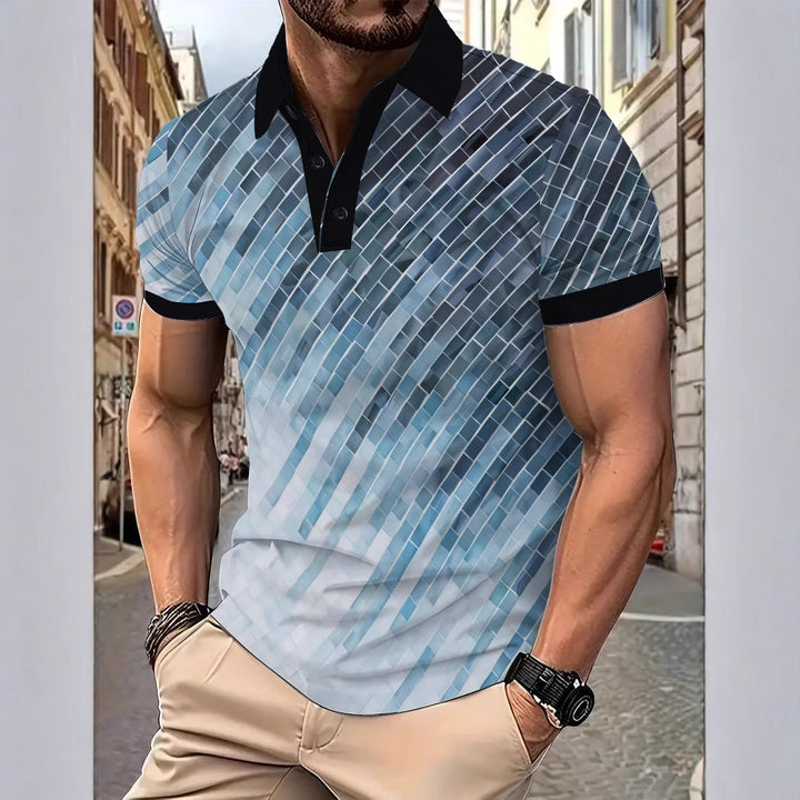 Herrarnas Poloshirt med Dynamisk Grafikdesign Mirla-Eva Jonsson