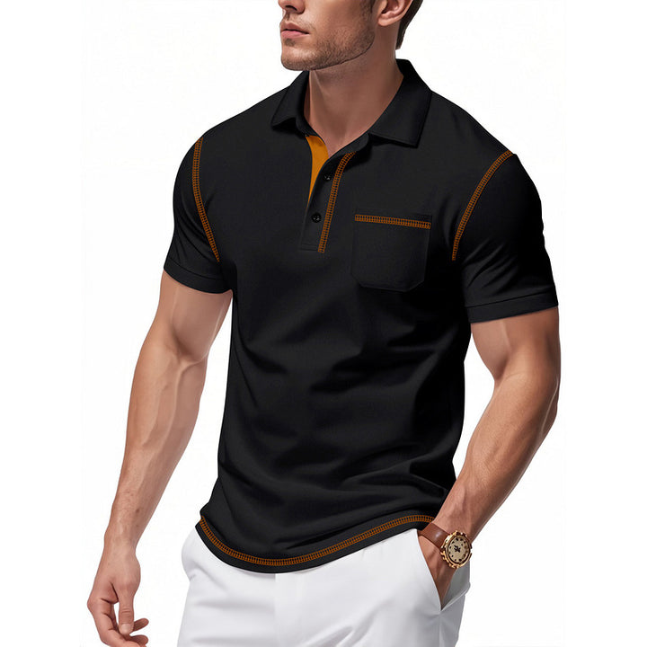 Herrarnas Poloshirt med modern Henley-krage och kontrasterande accenter Mirla-Eva Jonsson
