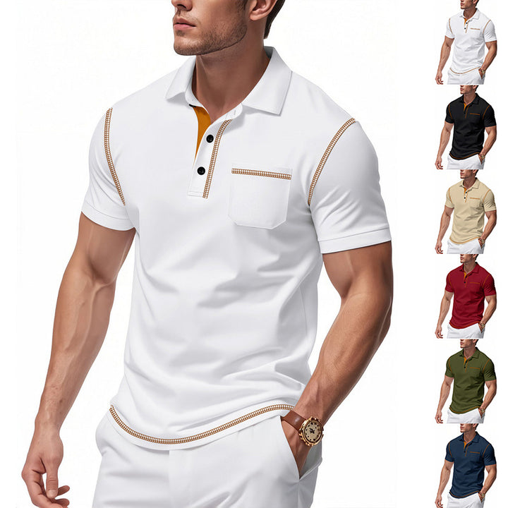 Herrarnas Poloshirt med modern Henley-krage och kontrasterande accenter Mirla-Eva Jonsson