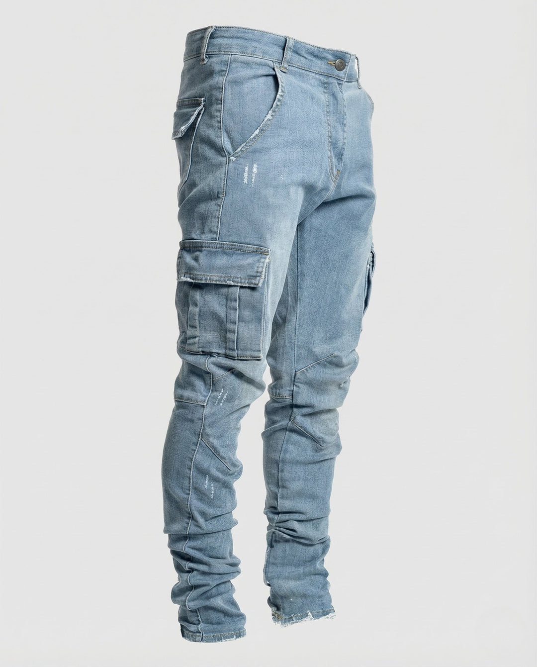 Herrarnas Slim Fit Cargo Jeans med påsydda fickor-Eva Jonsson