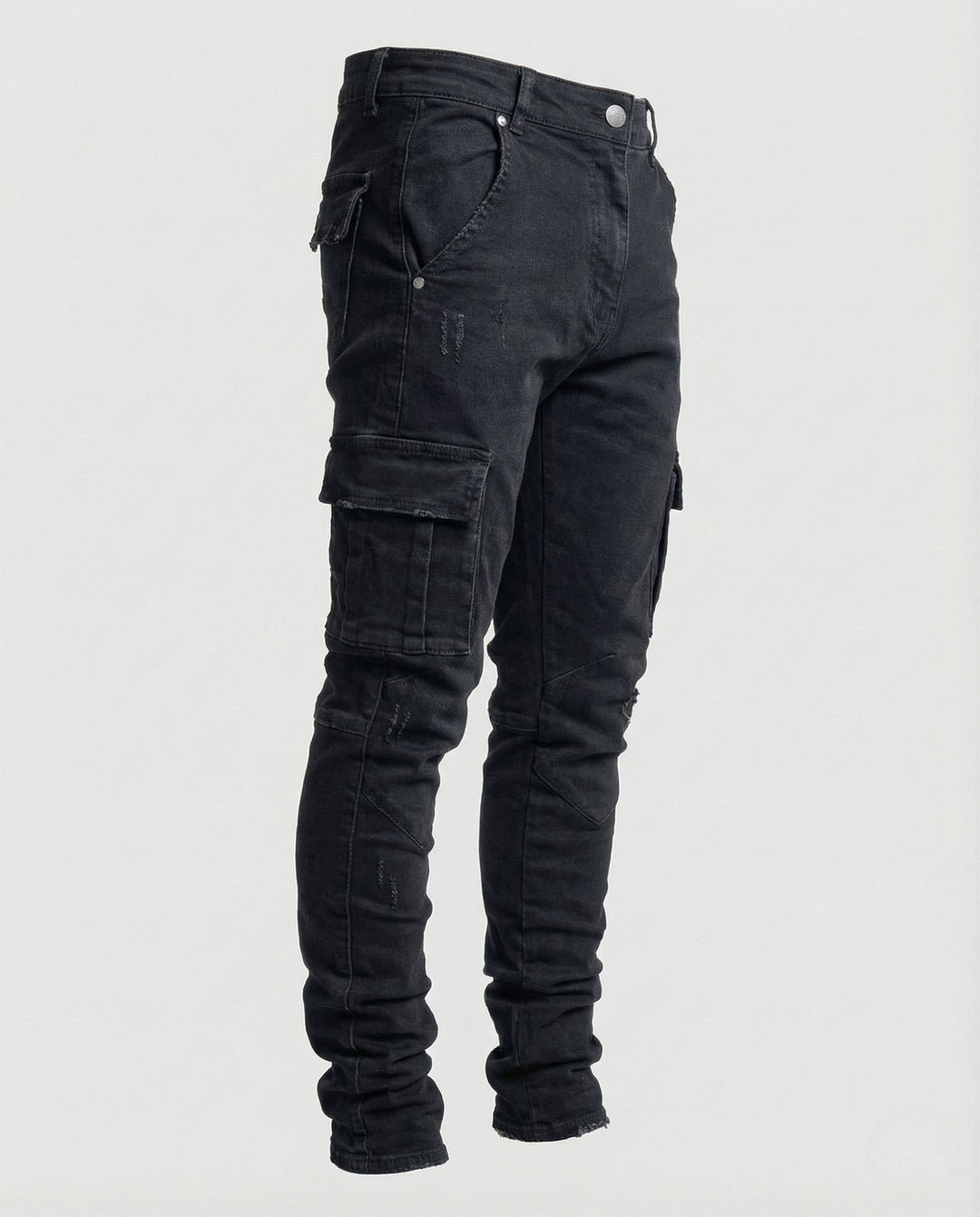 Herrarnas Slim Fit Cargo Jeans med påsydda fickor-Eva Jonsson