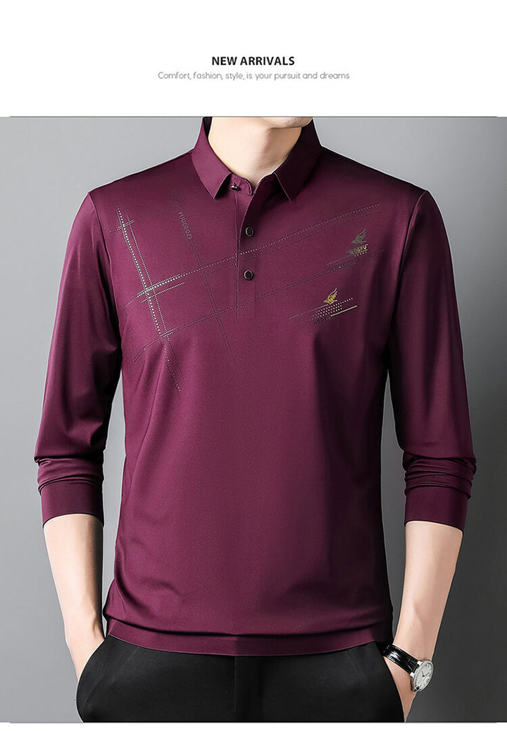 Herrarnas Sportiga Långärmad Poloshirt med Innovativ Design Mirla-Eva Jonsson