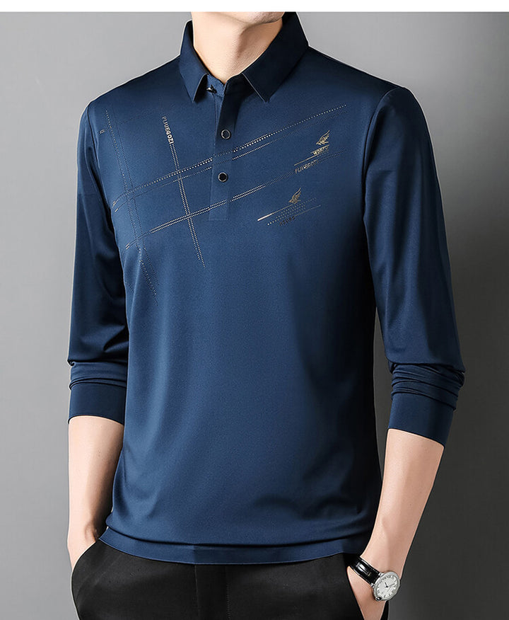 Herrarnas Sportiga Långärmad Poloshirt med Innovativ Design Mirla-Eva Jonsson