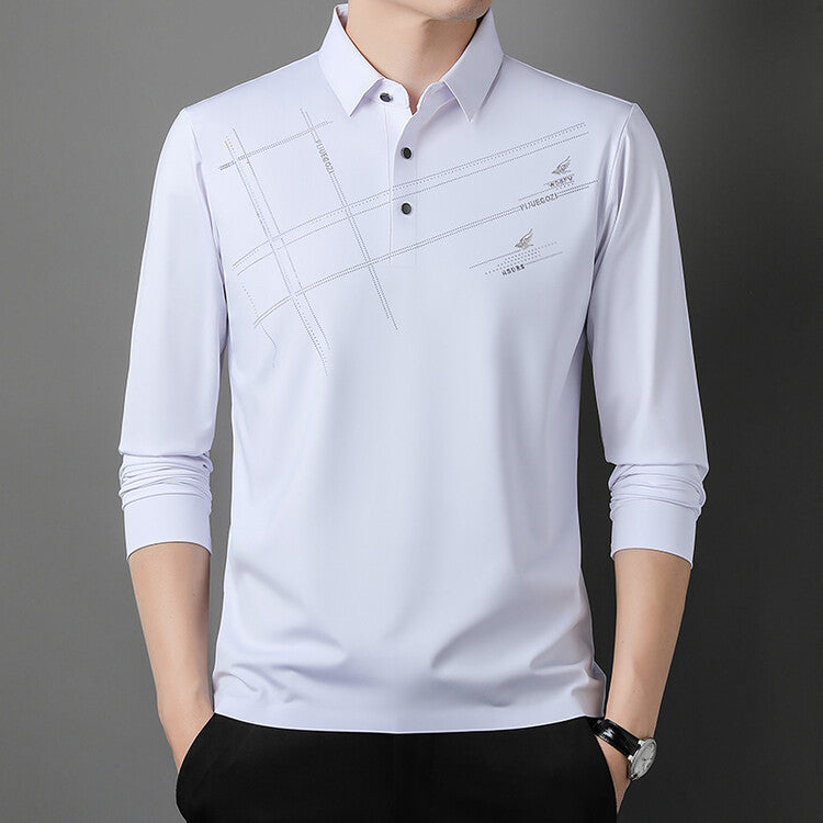 Herrarnas Sportiga Långärmad Poloshirt med Innovativ Design Mirla-Eva Jonsson