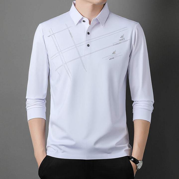 Herrarnas Sportiga Långärmad Poloshirt med Innovativ Design Mirla-Eva Jonsson