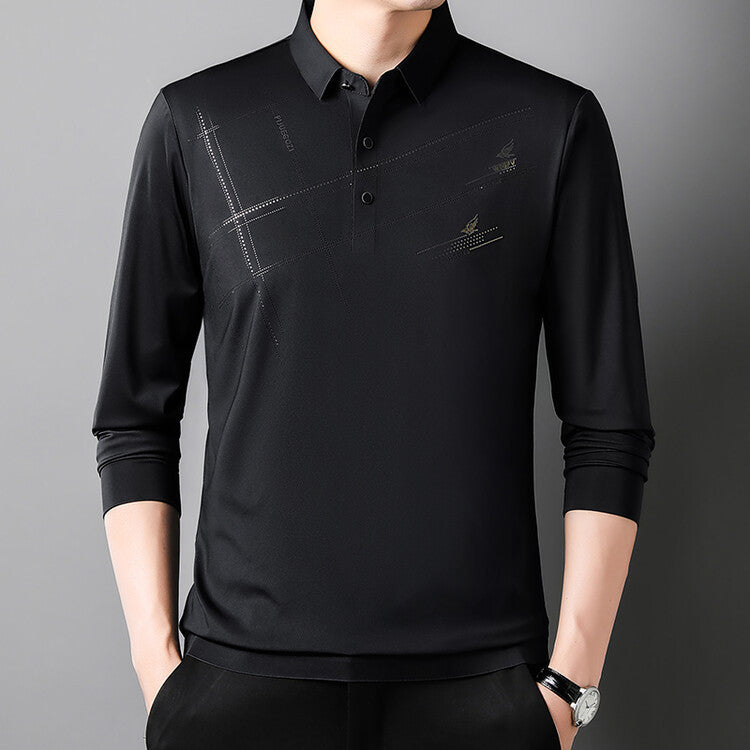 Herrarnas Sportiga Långärmad Poloshirt med Innovativ Design Mirla-Eva Jonsson