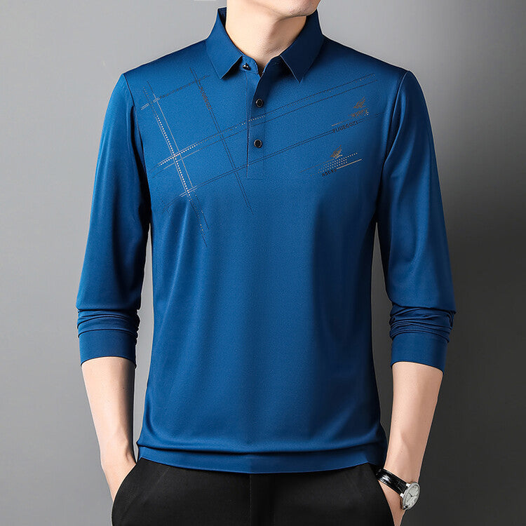 Herrarnas Sportiga Långärmad Poloshirt med Innovativ Design Mirla-Eva Jonsson