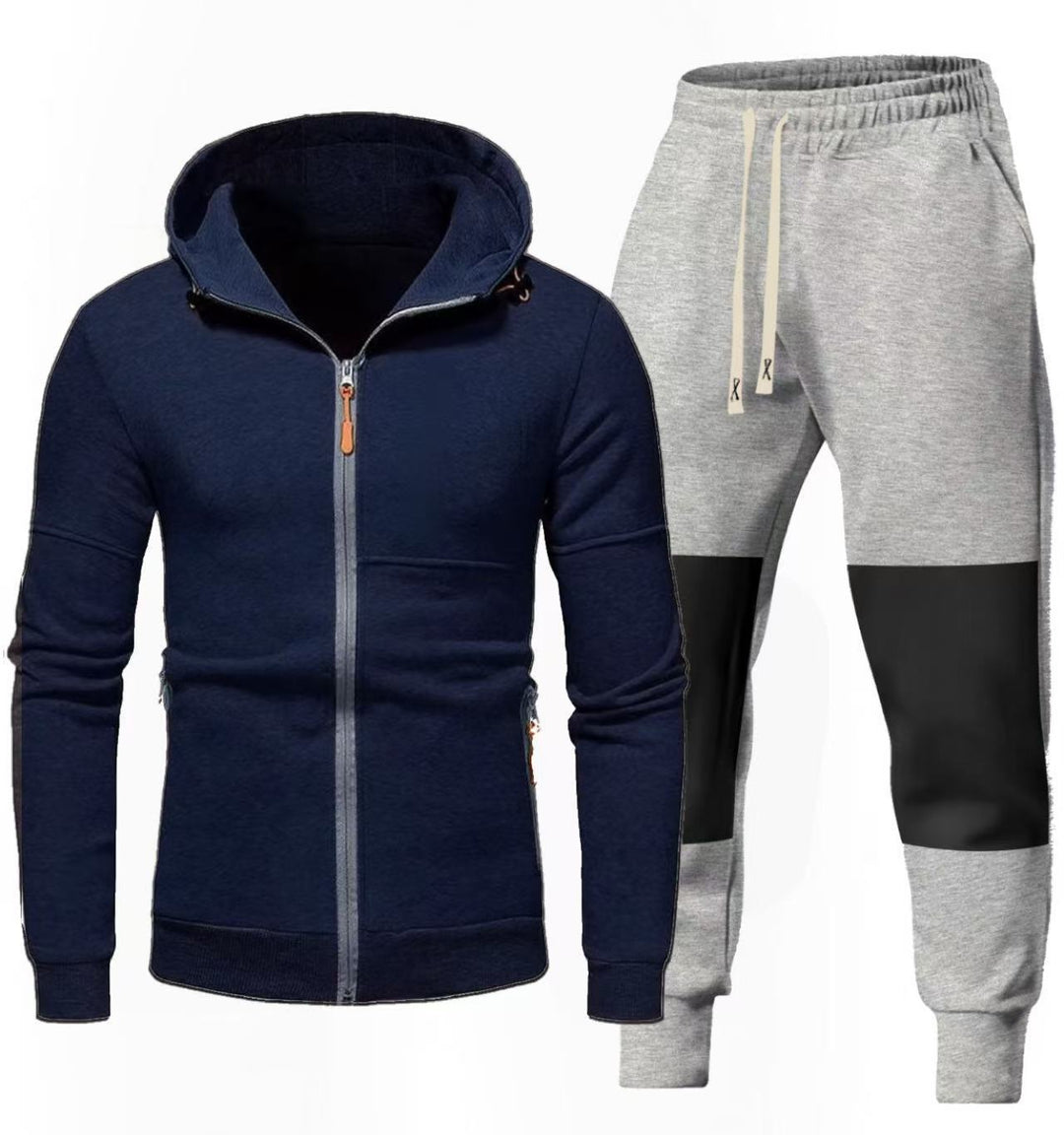 Herrarnas Sportigt Hoodie- och Joggingbyxa-set med Funktionella Dragkedjefickor Mirla-Eva Jonsson
