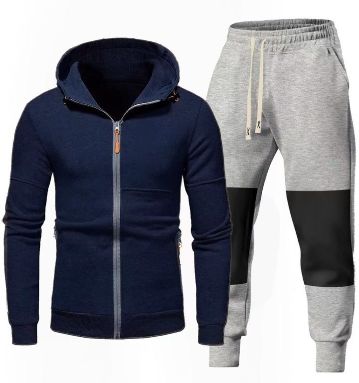 Herrarnas Sportigt Hoodie- och Joggingbyxa-set med Funktionella Dragkedjefickor Mirla-Eva Jonsson