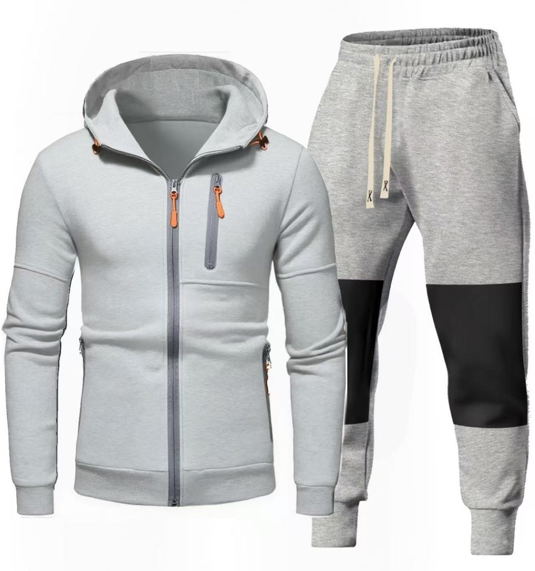 Herrarnas Sportigt Hoodie- och Joggingbyxa-set med Funktionella Dragkedjefickor Mirla-Eva Jonsson