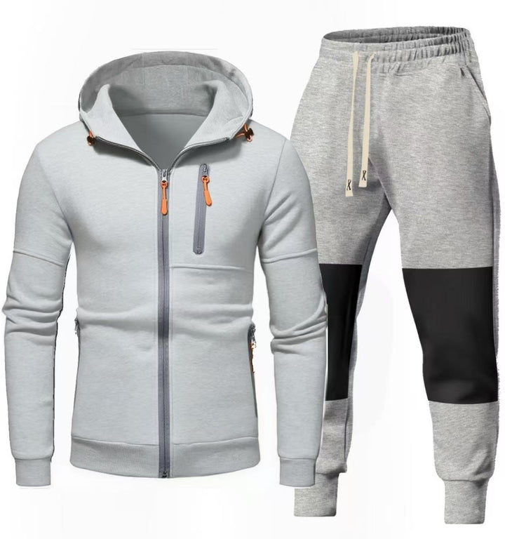 Herrarnas Sportigt Hoodie- och Joggingbyxa-set med Funktionella Dragkedjefickor Mirla-Eva Jonsson