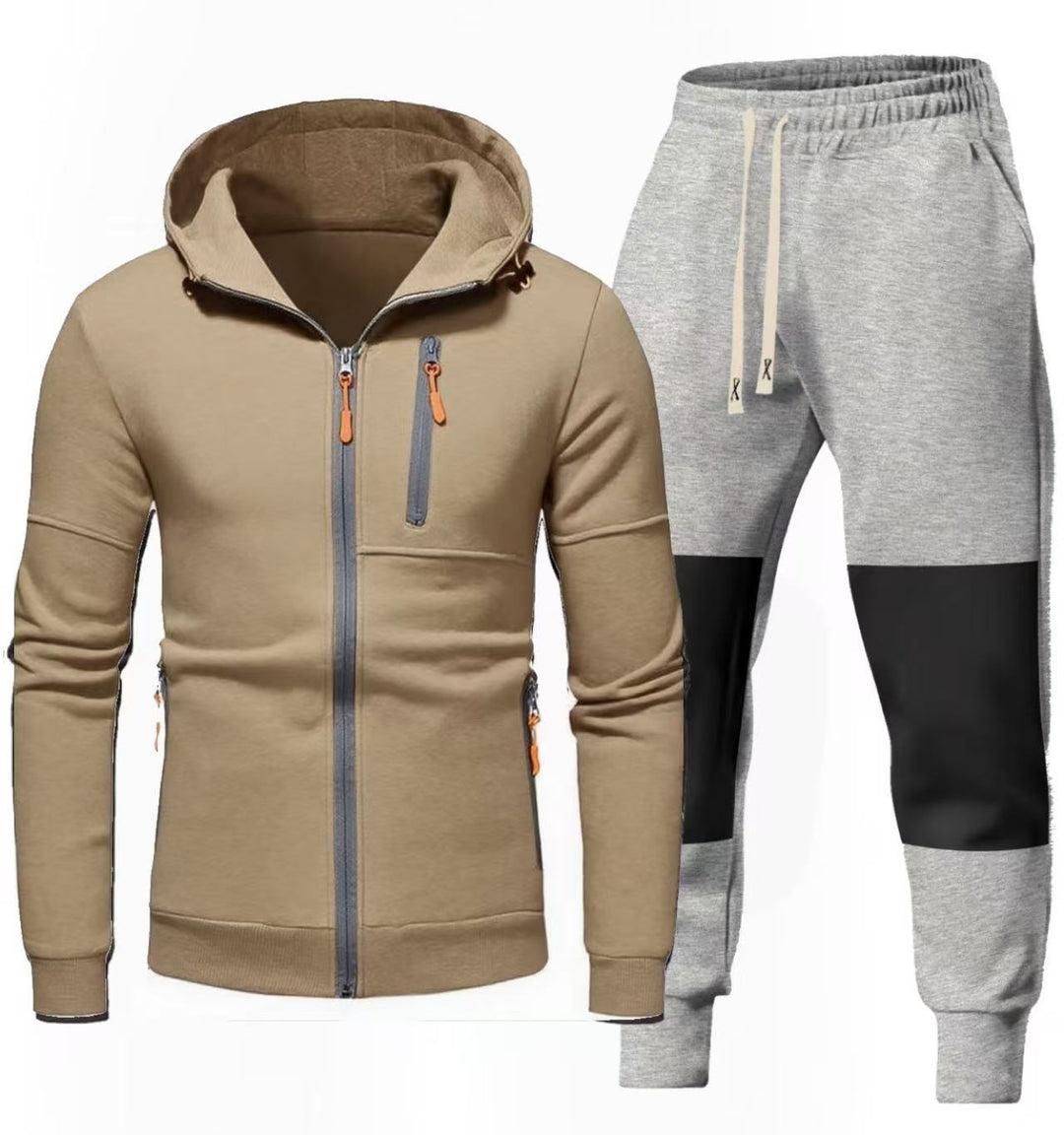 Herrarnas Sportigt Hoodie- och Joggingbyxa-set med Funktionella Dragkedjefickor Mirla-Eva Jonsson