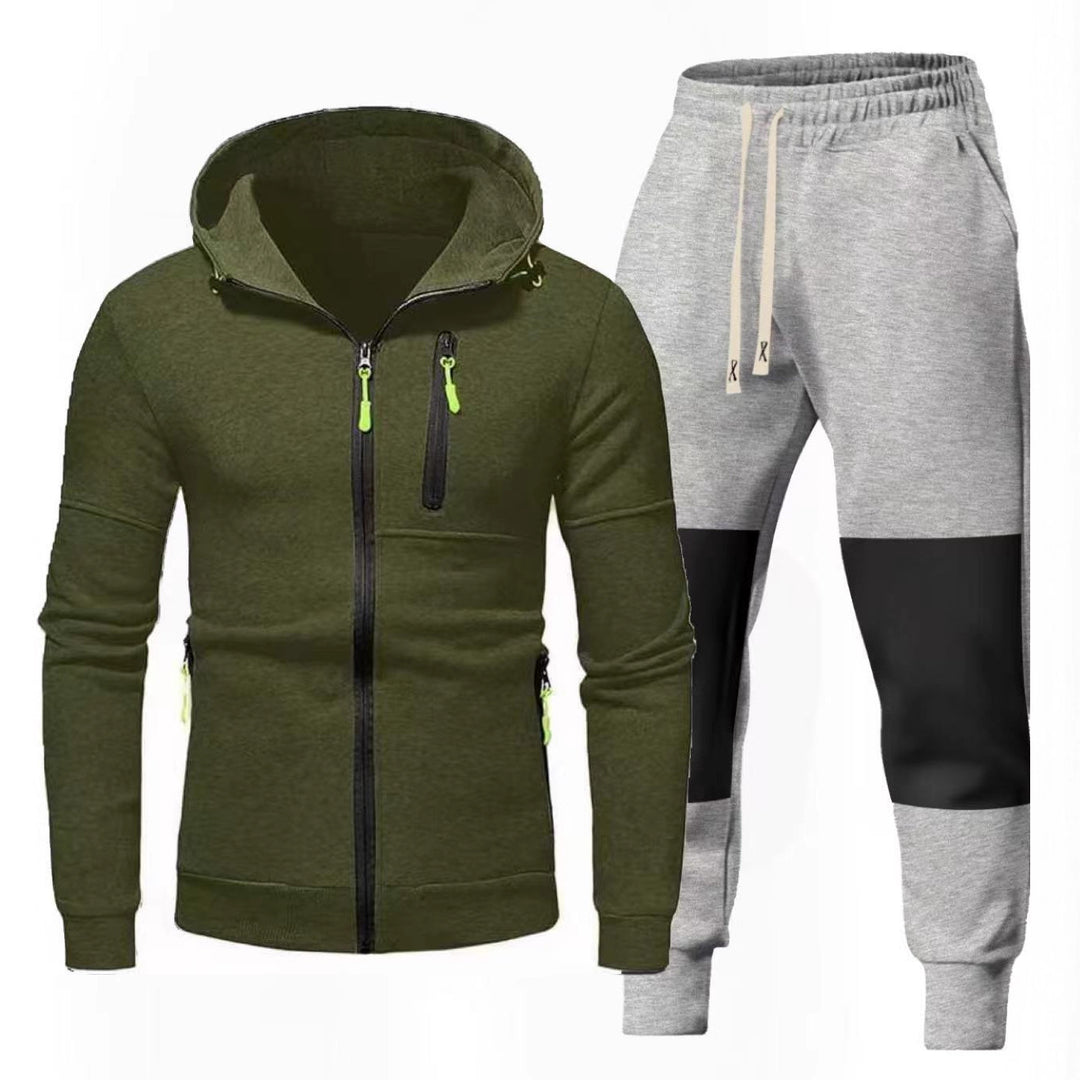 Herrarnas Sportigt Hoodie- och Joggingbyxa-set med Funktionella Dragkedjefickor Mirla-Eva Jonsson