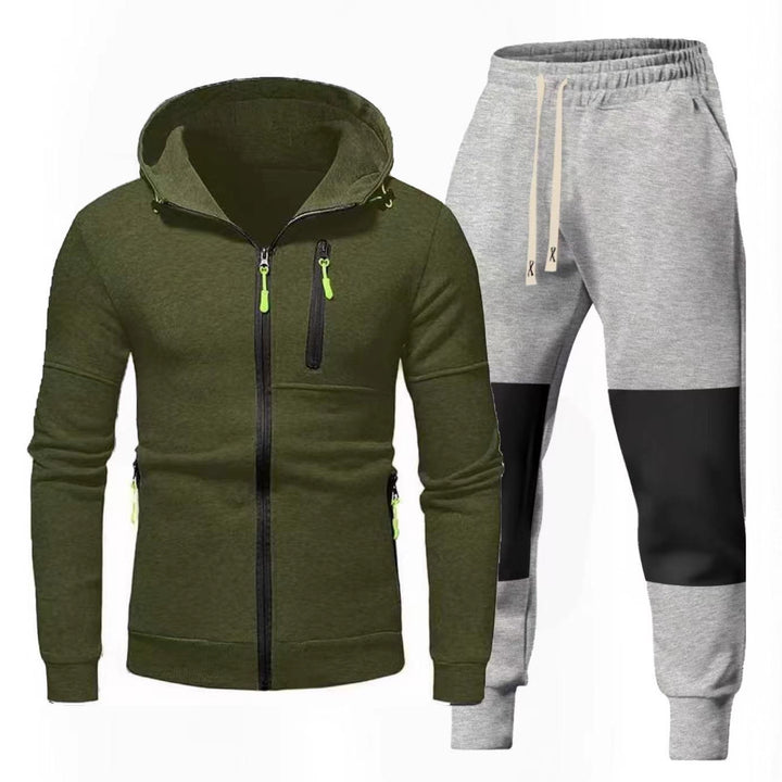 Herrarnas Sportigt Hoodie- och Joggingbyxa-set med Funktionella Dragkedjefickor Mirla-Eva Jonsson